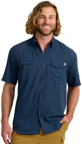 HUK Men's Tide Point Kc Scott Original Artwork Short Sleeve Shirt, Fishing Button Down by HUK