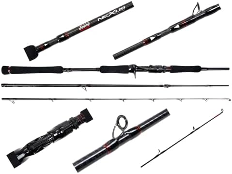 Jigging World Nexus 2.0 Travel Fishing Rods, 3-Piece Spinning Rods, 24T Toray Carbon Fiber, Premium Hard Shell Travel Case by Unknown