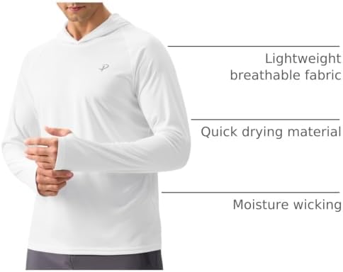 Pudolla Men's Sun Protection Hoodie Shirts UPF 50+ Fishing Hiking Shirt - Image 4