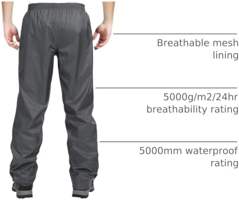 33,000ft Men's Rain Pants, Waterproof Rain Over Pants, Windproof Pants - Image 4