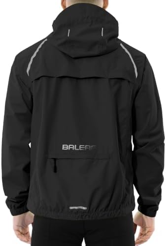 baleaf Men's Rain Jacket Waterproof Hood Lightweight Reflective Packable by baleaf