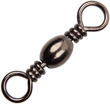 Fishing Barrel Swivels - 50/100 pcs Rolling Ball Bearing Fishing Swivel with Solid Ring Fishing Tackle Hook Line Connector Copper with Stainless Steel Black Nickle Coated Test Strength 35-165lbs by AGOOL