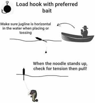 Catfish Noodle Jugs Set of 10 Rhodes Jugs 22 inch Ready to go Fishing Jugs 7 Foot line Tilt Style Internal Weight, Hooks for Catfish, bass, and Lake Fish - Image 2