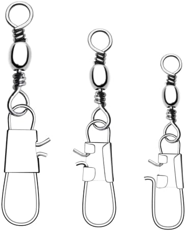 100 PCS Fishing Swivels Snap,Stainless Steel Swivel Fishing Line Connector,Interlock Fishing Hooks Clip,Barrel Snap Swivels for Freshwater and Saltwater Fishing by DunkTeam