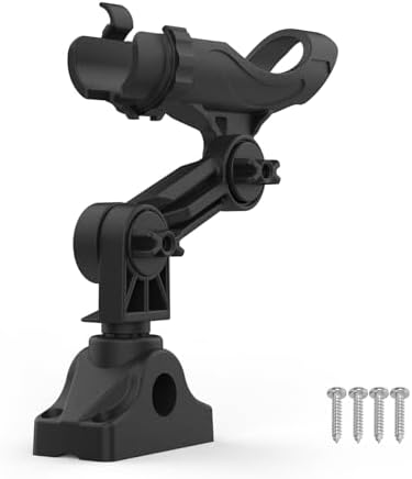 Fishing Rod Holder for Kayak & Boat with Side Deck Mount, 360 Degree Adjustable, Compatible with Spinning, Casting, Fly Reels by Aventik