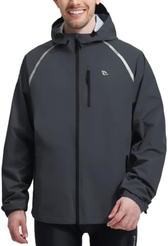 baleaf Men's Rain Jacket Waterproof Hood Lightweight Reflective Packable by baleaf