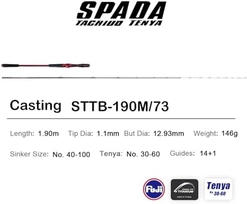 PURELURE SPADA Saltwater Boat Fishing Rod 6'3'' Medium Power MF/F Action - Image 3