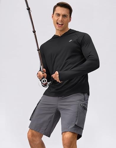 Pudolla Men's Sun Protection Hoodie Shirts UPF 50+ Fishing Hiking Shirt - Image 3