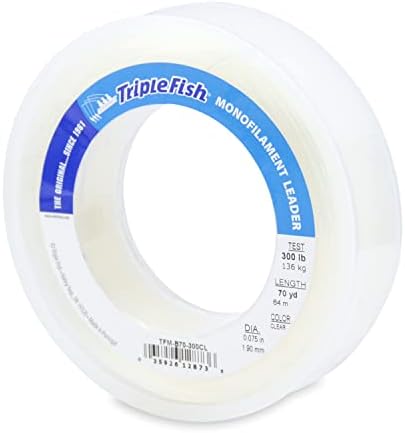 Triple Fish Monofilament Fishing Leader - Clear, Camo Strong Tough Leader Material for Big Game Fishing, Up to 400lb Test by TripleFish