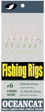 10/20/50/100 Packs Rainbow Fish Skin 6 Hooks Saltwater String Hook Fishing Lure Bait Rig Tackle by OCEANCAT