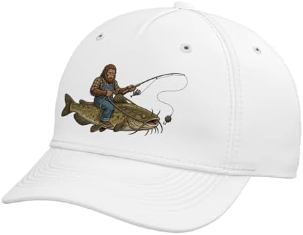 Flathead Catfish Fishing Bigfoot Riding Fisherman Funny Adjustable Baseball Hat by Unknown