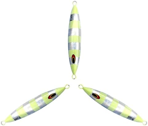 Tuna Jig 500g, 6.5 Inches, 3 Pc, Silver Zebra Glow Color, Unrigged - Image 2