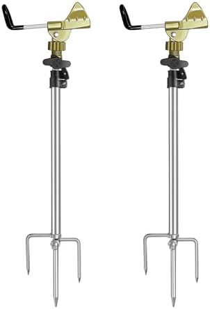 Fishing Rod Holder for Ground 2 Pack,Height Adjustable 22.4-34.3in,360 Degree Adjustable Easy Folder Rod Holder for Ground (Rod Holder -01) by Leeko