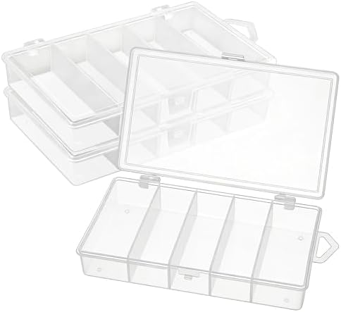 3 Pack 5-Grid Clear Plastic Fishing Tackle Accessory Box Fishing Tackle Storage Fishing Lure Bait Hooks Storage Box, 7x4.3x1.2inch by ISUSSER