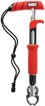 Bubba Fish Lip Grabber, Non-Slip Handle, Easy Reach Trigger, Analog Fish Scale, Marine Rated Stainless Steel for Freshwater and Saltwater Fishing by BUBBA