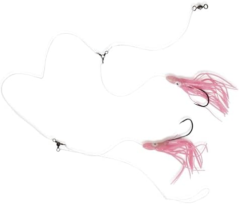 UMT Snapper Hi-Lo Fishing Rigs 4" Pink Squid Teaser, 8/0 Offset Octopus Hooks, 60lb Leader 1, 5, 10 Pack Options - Image 2