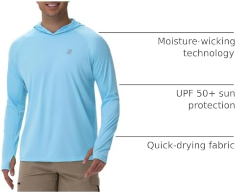 Runhit UPF 50+ Fishing Shirts for Men Long Sleeve Sun Protection Hoodie Lightweight Outdoor Workout Hiking Running Rash Guard - Image 4