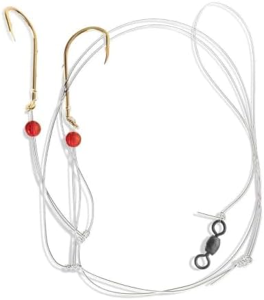 UMT Porgy Scup Saltwater Hi-Low Fishing Rigs 3/0 Baitholder Hooks Gold 1, 5, 10 Pack Bulk Options, 60lb Heavy-Duty Mono, 80lb Swivel & Sinker Loop, Hand-Tied by UncleMosTackle