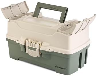 Plano Two-Tray Tackle Box, Green/Tan, Rust-Proof Brass Latch, Top-Access Tray with Deep Storage, Made in the USA, Portable Fishing Gear Storage Organizer - Image 6