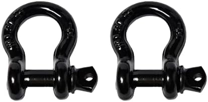 2 Pack Black Rigging 1/2" Bow Shackles D Ring Rugged 10 Ton 22,000 Lbs Breaking Strength, WLL 2 Ton 4400 lbs w 5/8'' Pin Clevis Screw Heavy Duty f Marine Boat Anchor ATV UTV Recovery by Hi-Gear by Hi-Gear