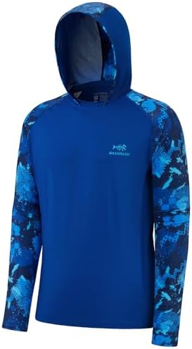 BASSDASH Men’s UPF 50 Performance Fishing Shirt Cooling Hoodie Camo Long Sleeve FS17M by Bassdash