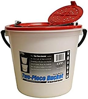50165 10 Quart Bait Bucket-2 Piece, White/Red by Challenge+Plastics