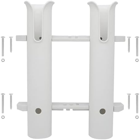 Wall Mounted Fishing Rod Holders Tubes Links Fishing Rod Holder Rack Rests (2-Pole-White) by HIUMI