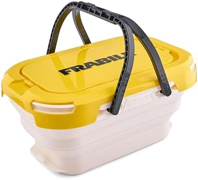 Frabill Collapsible Live Bait Bucket, 6 qt Capacity, Collapses to Same Size as Plano 3700 Stowaway, Comfortable Handles by Frabill