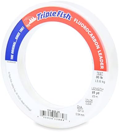 Triple Fish 100% Fluorocarbon Fishing Leader - Clear Invisible Strong and Heavy Duty Highly Abrasion Resistant, Fast Sinking Freshwater & Saltwater by TripleFish