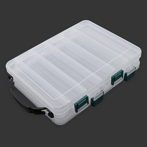 Double Sided Fishing Lures Box, Transparent Visible Fishing Lure Bait, Squid Jig Hooks Plastic Fishing Tackle Storage Case Container (10 Grids 20x16x5cm) by OriGlam