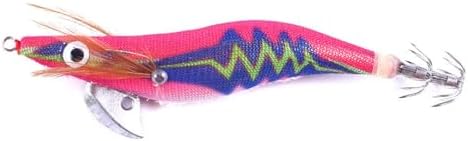 Wooden Shrimp Saltwater Fishing Bait Glow Shrimp Bait Glow Squid Bait Artificial Cuttlefish Bait with Double Rows of Parachute Hooks for Night Fishing for Squid by JAZALIC