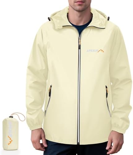 APEXUP Packable Rain Jacket Men Waterproof Lightweight Raincoat with Hood by APEXUP
