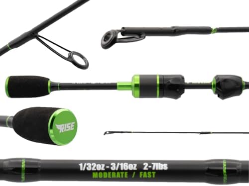 Eurotackle Rise Spinning Rod Ultralight Fishing | 2 Pieces | UL Rod for Panfish, Trout, Crappie | T25 Carbon by Eurotackle