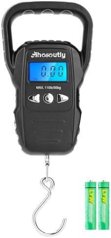 Fish Scale,110lb/50kg Large Handle,Large Backlit LCD Display,Digital Fish Scale with Built-in Measuring Tape, Fishing Gifts for Men,Black… by Haonan2015