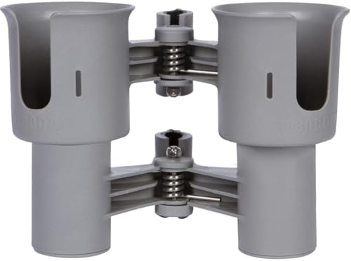 ROBOCUP, (Gray), Patented Clamp On Boat Cup Holder |Multifunction Dual Drink Caddy for Fishing Poles, Tools, Net, Gaff |Portable Storage for Boating, Beach, Umbrellas, Golf Carts, Strollers - Image 4
