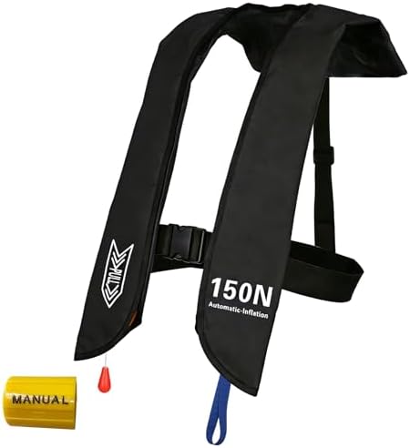 Inflatable Life-Jacket for Adults| Life-Vest with Automatic/Manual Multifunctional Inflation-PFD| Lightweight & Compact Supports up to 300lbs for Kayaking Fishing Boating by Unknown