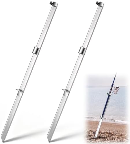 DoubleFill 2 Pack 4 ft Aluminum Open Face Sand Spikes for Surf Fishing by DoubleFill