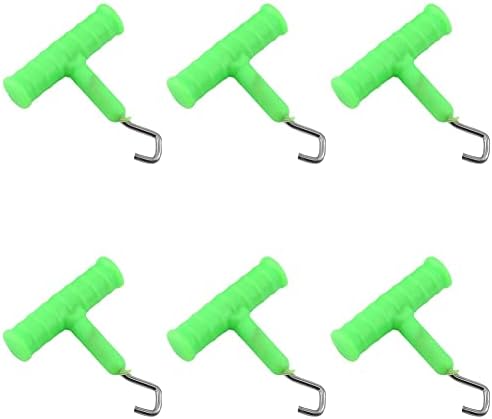 lasenersm 6 Pieces Knot Puller Fishing Knot Puller Fish Baiting Rig Tool Knotter Tie Tester Tightener Terminal Tackle Puller Knot Tool Accessory with T-Handle for Outdoor Fishing, Green by lasenersm