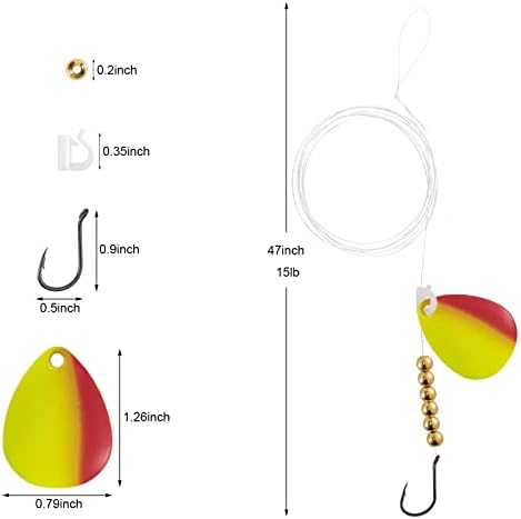 Dr. Fish 10pk Walleye Rigs Kit 47"/15LB Mono Crawler Harness Spinner Rig - Image 7