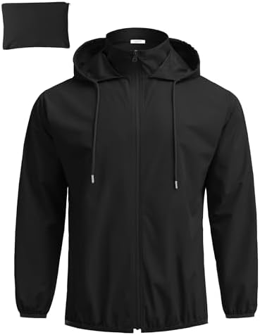 COOFANDY Men's Light Rain Jacket Packable Waterproof Raincoat Windbreaker by COOFANDY