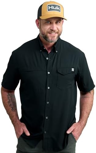 HUK Men's Tide Point Kc Scott Original Artwork Short Sleeve Shirt, Fishing Button Down by HUK