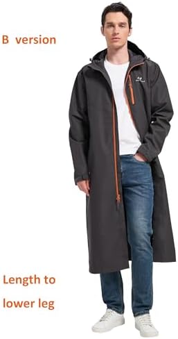 NORDIC OUTLAND Rain Jacket Men,Waterproof Breathable Long Raincoat with Hood Mesh Lining,Windbreaker for outdoor activities - Image 3