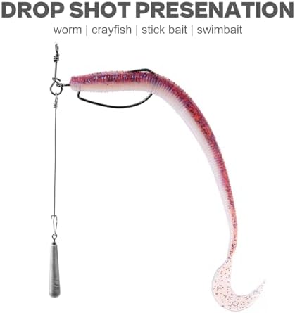 OJYDOIIIY Jika/Tokyo Rig (10/12 PCs) - Drop Shot Style Fishing Rigs with Weedless EWG Hooks (1/8 3/16 1/4 3/8 1/2oz) | Replaceable Hooks & Weights - Image 3
