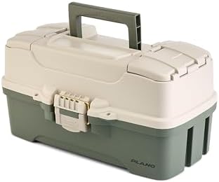 Plano Three-Tray Tackle Box, Green/Tan, Rust-Proof Brass Latch, Top-Access Tray with Deep Storage, Made in the USA, Portable Fishing Gear Storage Organizer - Image 2