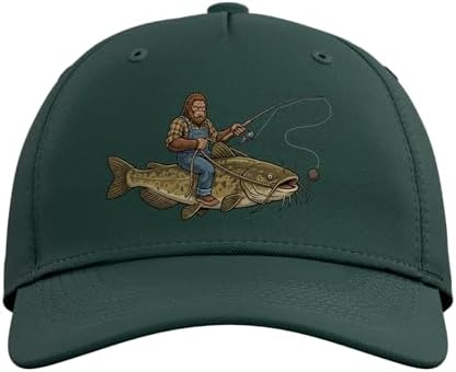 Flathead Catfish Fishing Bigfoot Riding Fisherman Funny Adjustable Baseball Hat - Image 2