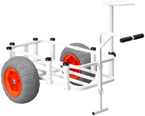 VEVOR Beach Fishing Cart, 350 lbs Load Capacity, Fishing Cart Wagon with Heavy-Duty Aluminum Alloy Frame, 16.5 in All-Terrain PU Balloon Tires, 8 Rod Holders, for Outdoor Activities Camping Picnic - Image 4