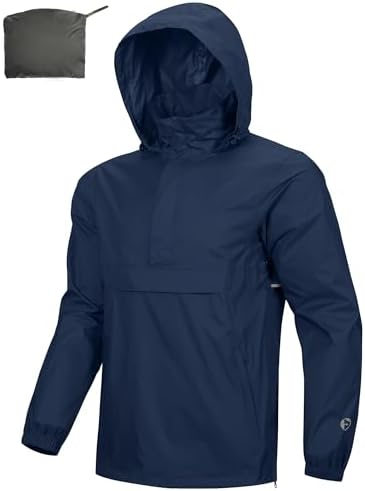 Outdoor Ventures Men's Rain Jacket Waterproof Lightweight Packable Pullover by OutdoorVentures