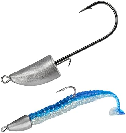 THKFISH Weedless Swimbait Jig Heads for Bass Fishing, Weighted Texas Rig Hook Fishing Hooks Saltwater Freshwater 1/8 oz, 1/6 oz, 1/4 oz, 3/8 oz, 1/2 oz,3/4 oz by THKFISH
