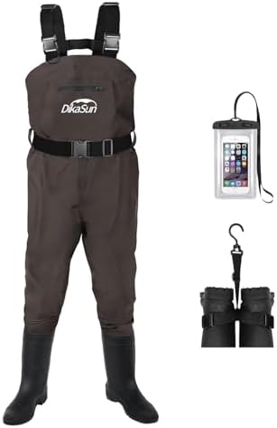 Fishing Waders for Men & Women, Waterproof 2-Ply Nylon/PVC Chest Wader with Boots for Outdoor Sizes 4-13 Bootfoot by DikaSun