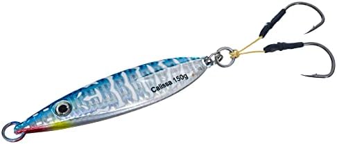 Calissa Offshore Tackle Fast Fall Jig 80g 150g 250g 300LBS Assist Hooks 3/0 Butterfly - Vertical Speed Lure Slow Pitch Flat - Glow Color Painted on Both Sides - Image 3